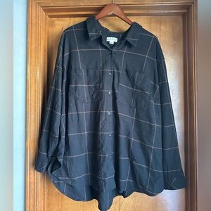 Ava & Viv Black Plaid Button-Up Shirt